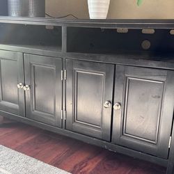 Free Black wood Fully Assembled Storage TV Stand