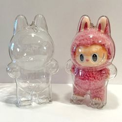 Labubu Clear Hard Protective Case For Your Exciting Macaron Big Into Energy Standing Plushie Pendant