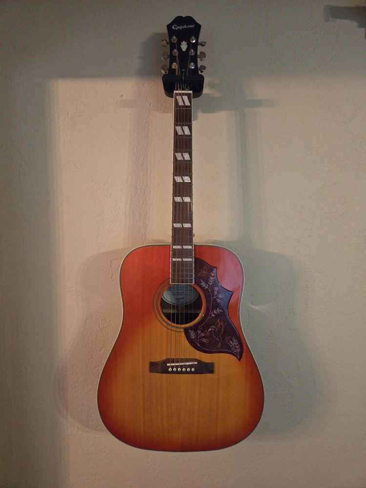 Epiphone Hummingbird Studio Pro Acoustic Electric Guitar Faded Cherry Sunburst Case Gibson