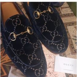 Gucci Blue Loafers with Horsebit Detail