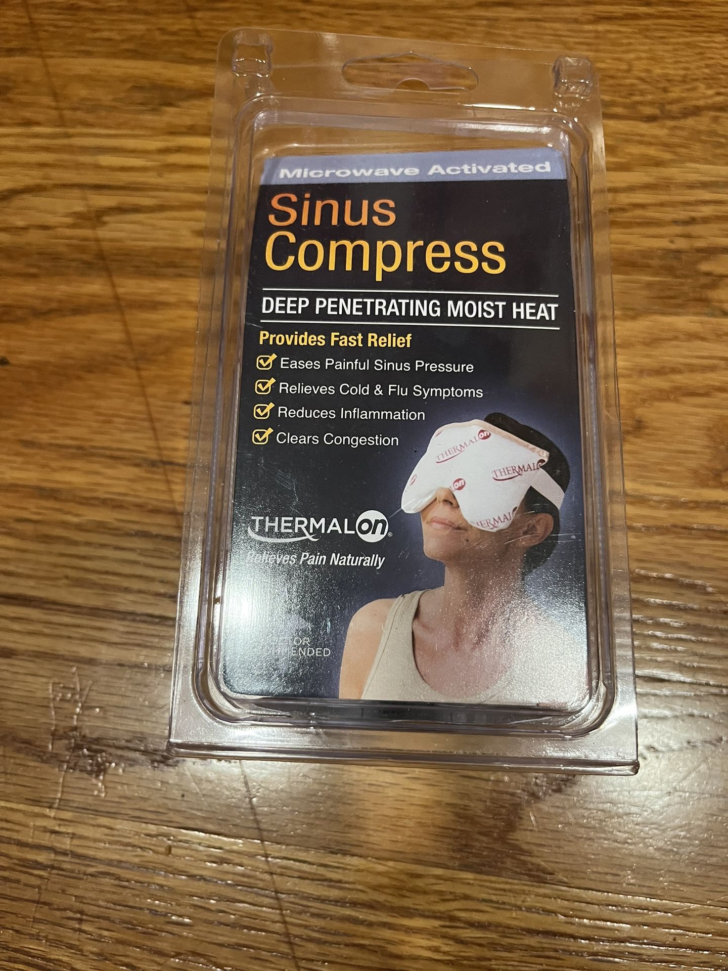 Thermalon Microwave Activated Moist Heat-Cold Sinus Relief Mask. 5 1/2" x 8", with ties