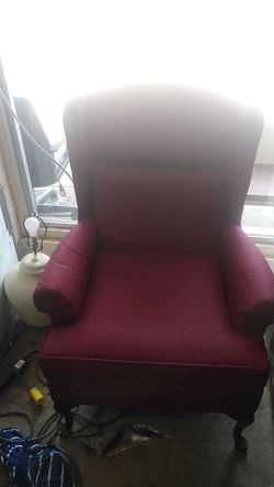 Maroon wingback chair
