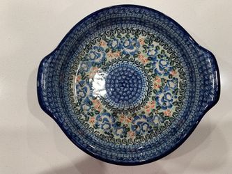 Circular Blue Flower Polish Dish