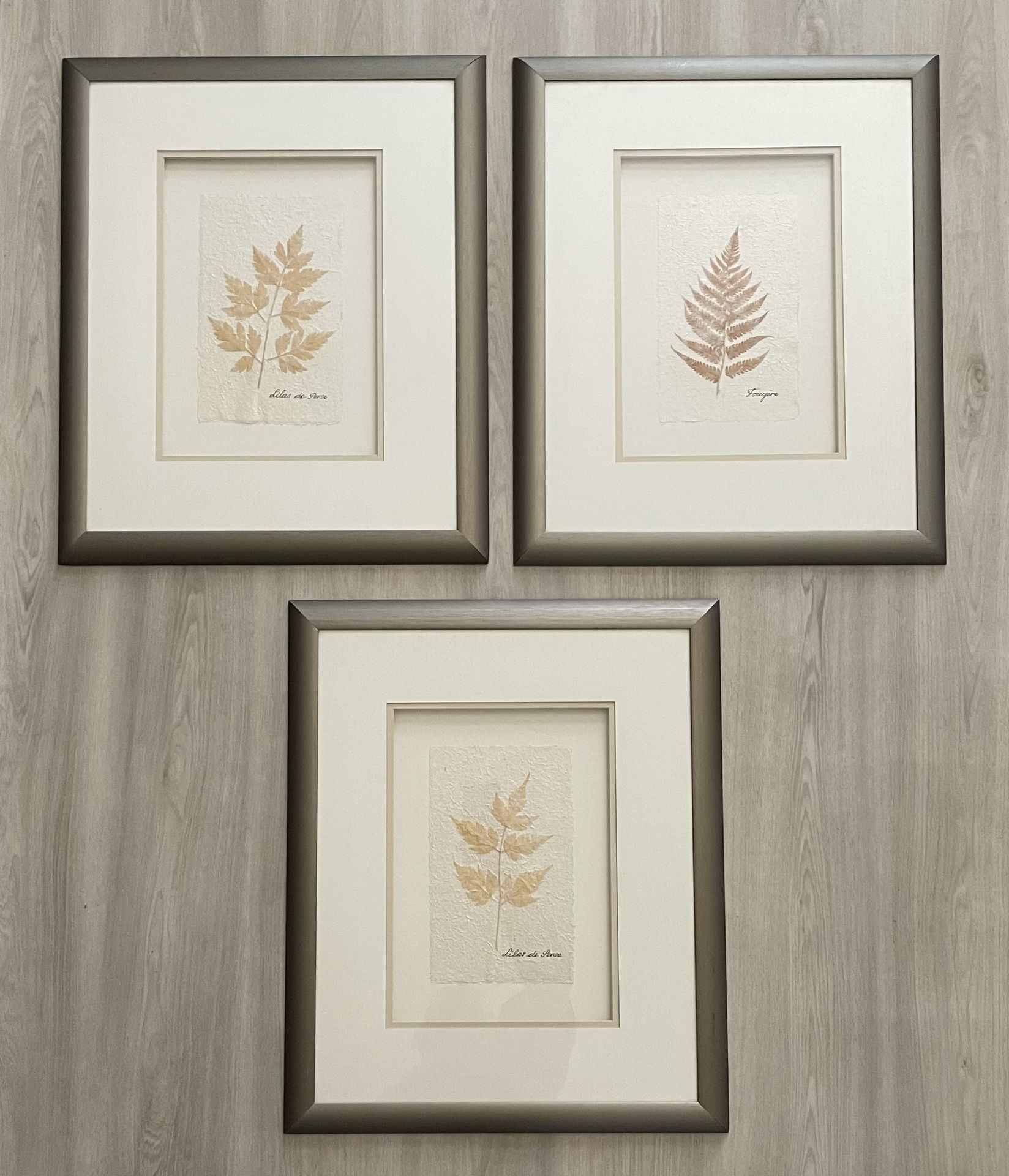 3 Vintage Original Interia Leaves Artisians Handcrafted Madagascar Africa Art Framed 20.5x17