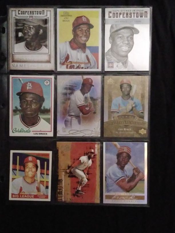 (9) Different LOU BROCK Baseball Card Lot St Louis Cardinals