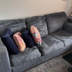 Couches, 2 Lamps, 2 Side Tables, & 4 Chairs