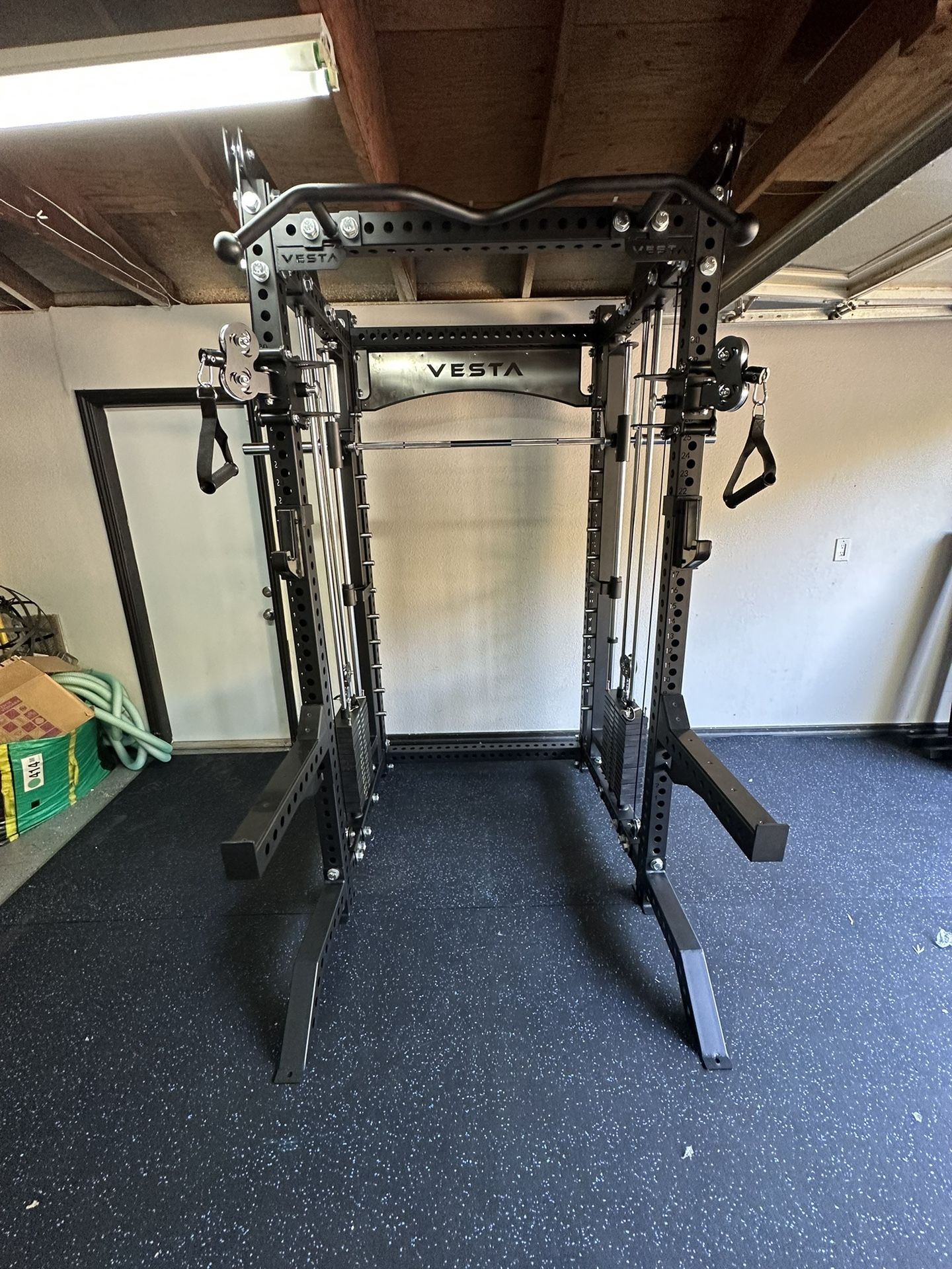 Vesta Fitness PRO SERIES Ultimate Half Rack Functional Trainer w/Smith Machine Bar | 320lb Stack | Gym Equipment | Fitness | Commercial | Squat Rack 