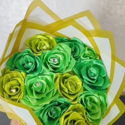 Green Ribbon Flower Bouquet