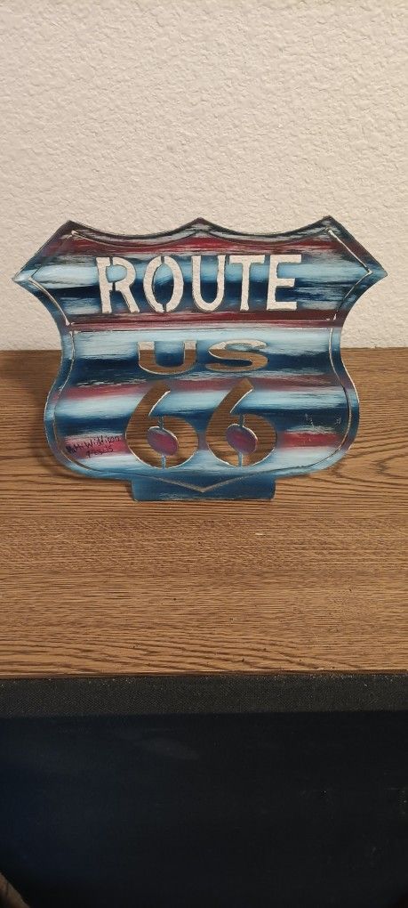 Route 66 Metal Painted Sign