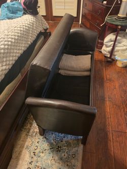 Brown vinyl ottoman only $40