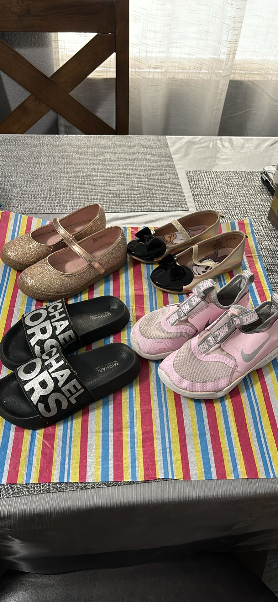 Lot Of 4 Pairs Girls Shoes Flats Sneakers
