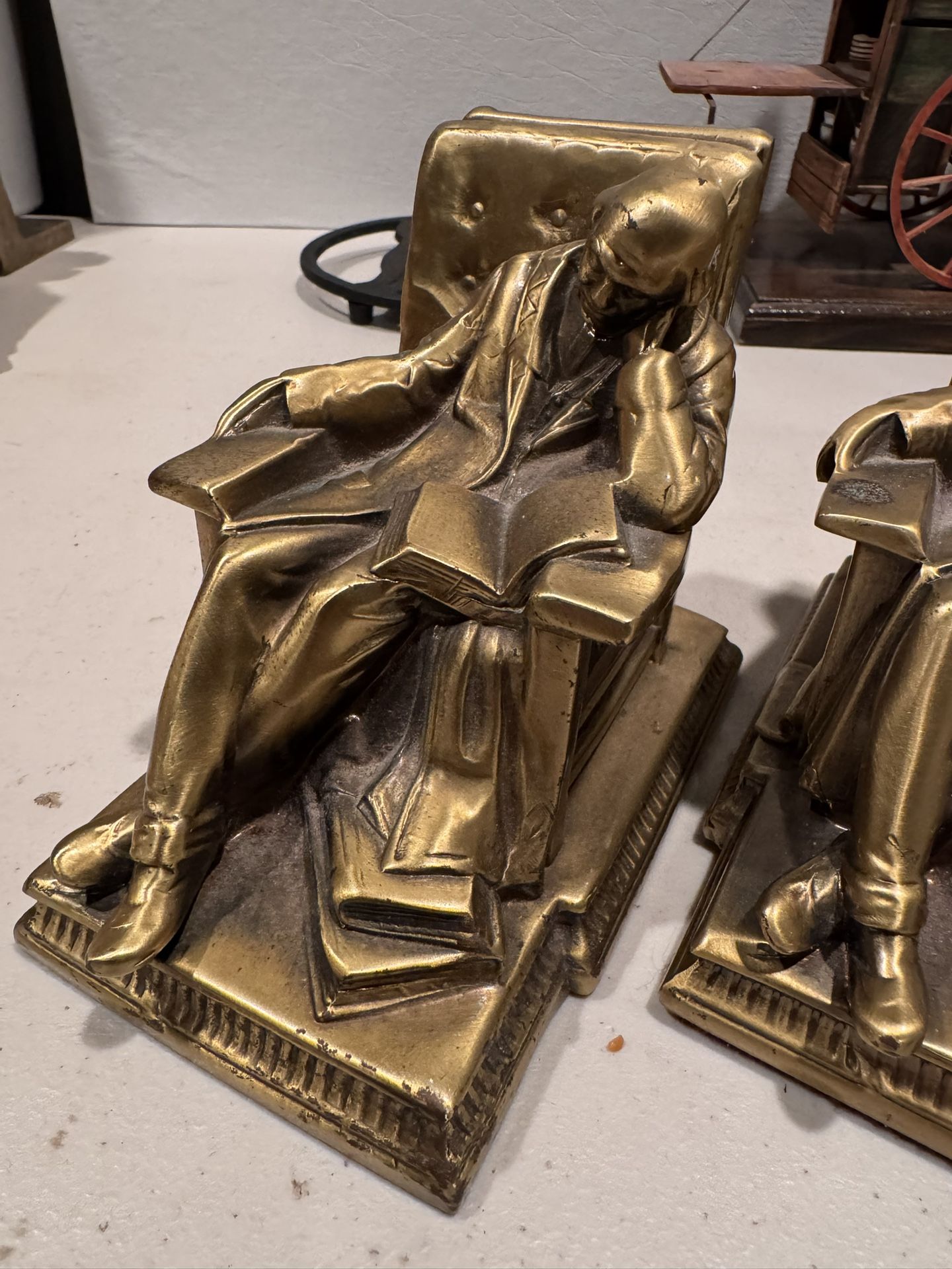 Resting Old Man Brass Bookends