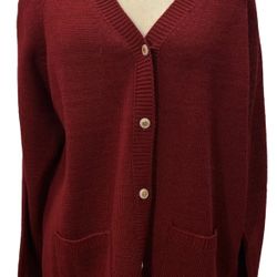 Lilly Of California Red Knitted Red Sweater Size PXL Vintage 1980’s Cardigan