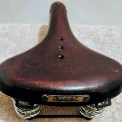 (YES IT'S STILL AVAILABLE)  Lepper 65 Leather Bicycle Brown Saddle With Suspension Springs 