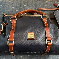 Dooney and Bourke (Navy Blue) Florentine Satchel With Matching Wall 