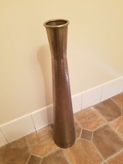 Tall metal ,color silver vase,,