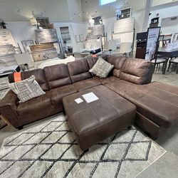 Navi Brown 2 Piece Sectional with Chaise ▪️Brand New Finance and Delivery Available 