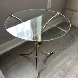 Vintage Gold & Glass Side Table – Glam Accent piece