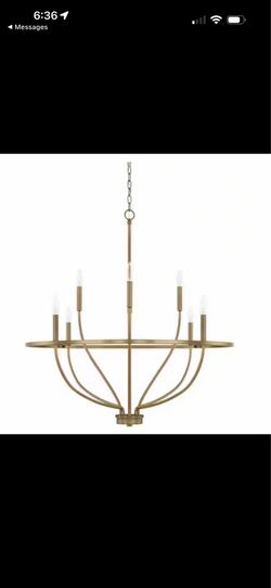HOMEPLACE LIGHTING 428581AD Greyson 8-Light 34" Wx 36.5" H Aged Brass Chandelier