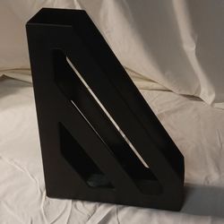 Black Plastic Desktop File Holder Magazine Organizer Vertical Single Slot