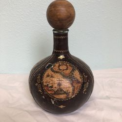 Vintage Leather Wrapped Italy Wine Bottle