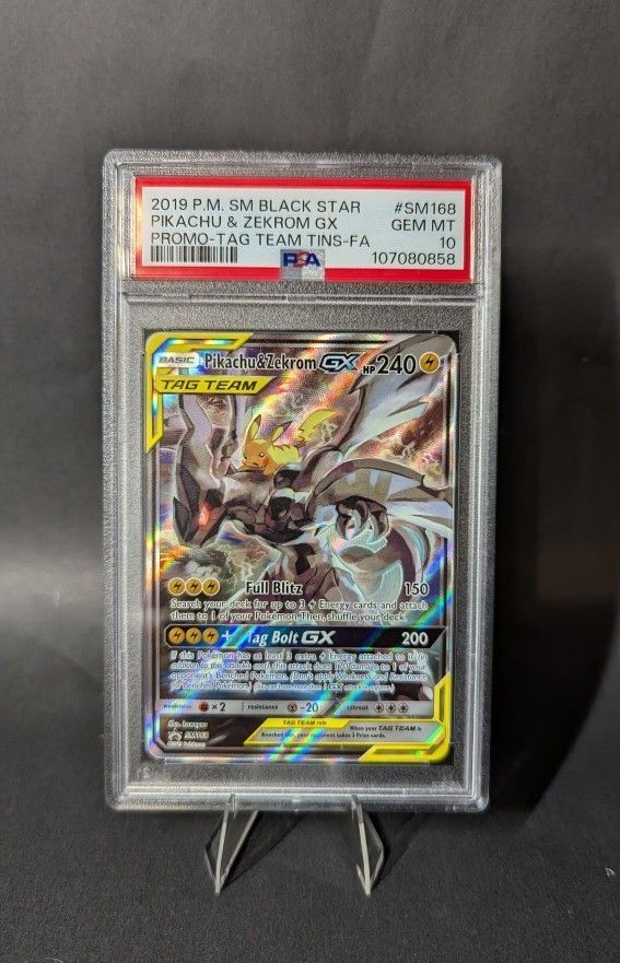 2019 Pokemon Black Star Promo SM168 Pikachu & Zekrom GX PSA 10