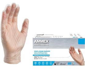 new-AMMEX Clear Vinyl Disposable Exam Gloves, Latex-Free, Powder-Free, 3 Mil Food Safe, Medical Grade for Cooking, Daycare, Bulk