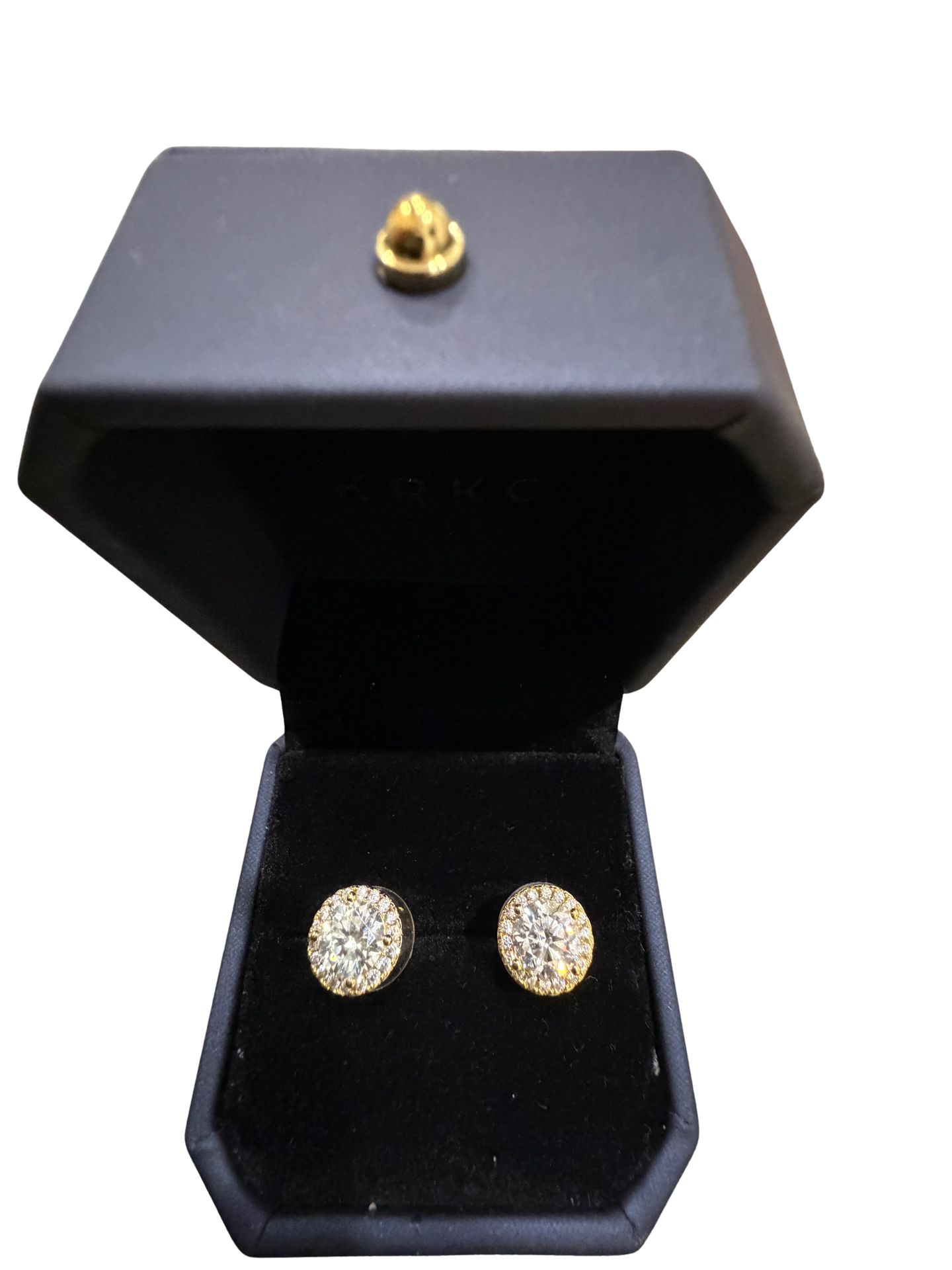 2.0CT Moissanite Halo Stud Earrings Gold Plated GRA New