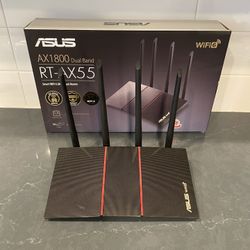 ASUS RT-AX55 Black High Speed AX1800 Dual Band Smart WiFi 6 Gigabit Router