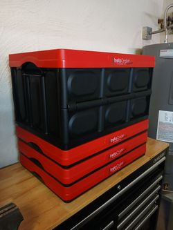 16 Gallon Greenmade Collapsible Storage Crate with Lid Instacrate Grande, 4-Pack