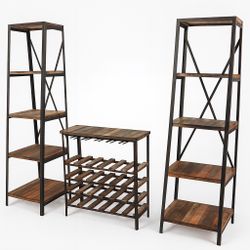 Rustic Wine Rack And 2 Shelves 