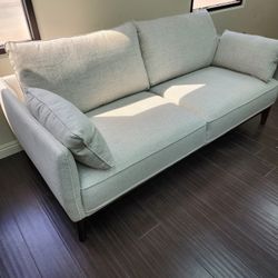 Amazon Brand-Stone & Beam Hillman Mid-Century Sofa Couch with Wood Base and Legs, 78"W, Ivory