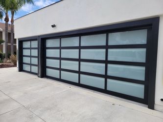 192” x 84” Black Aluminum Framed Frosted Glass Door – 16 Lite