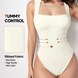 Women's Bodysuits Sexy Ribbed Strappy Sleeveless Tummy Control Tank Tops Bodysuits