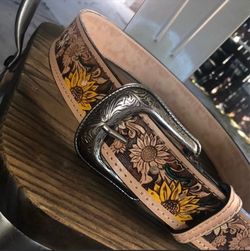 Sunflower tooled high quality belt all sizes