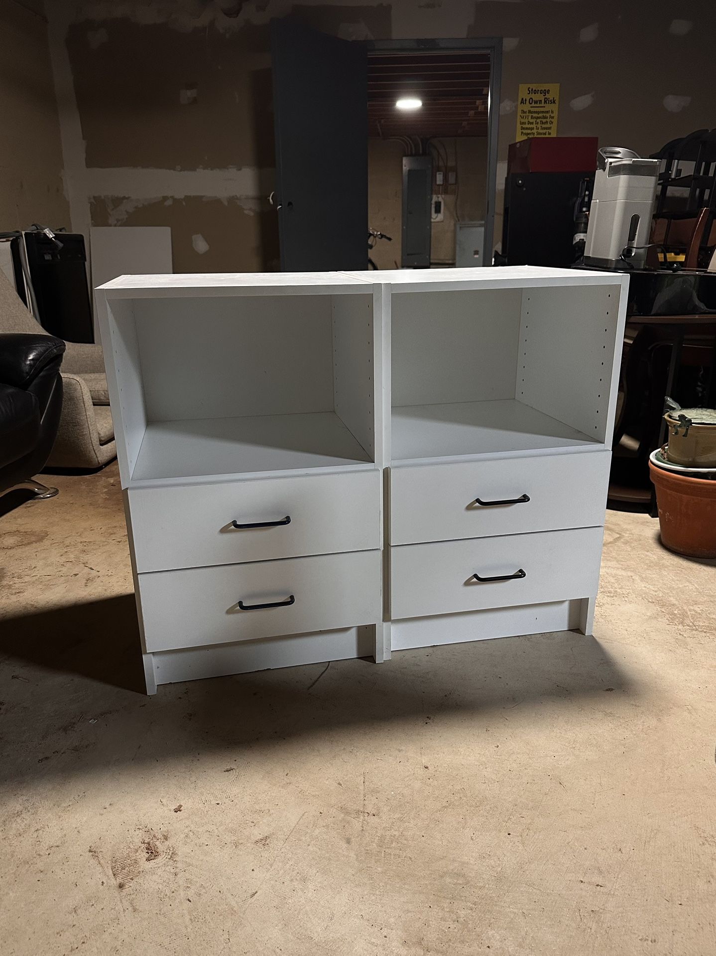White Modular Storage Units with Drawers - Set of 2