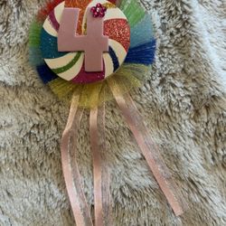 4th Birthday Pin Colorful Glitter Girly