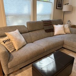 Kasala Modern Sofa with Right Lounge Seat and Adjustable Headrests
