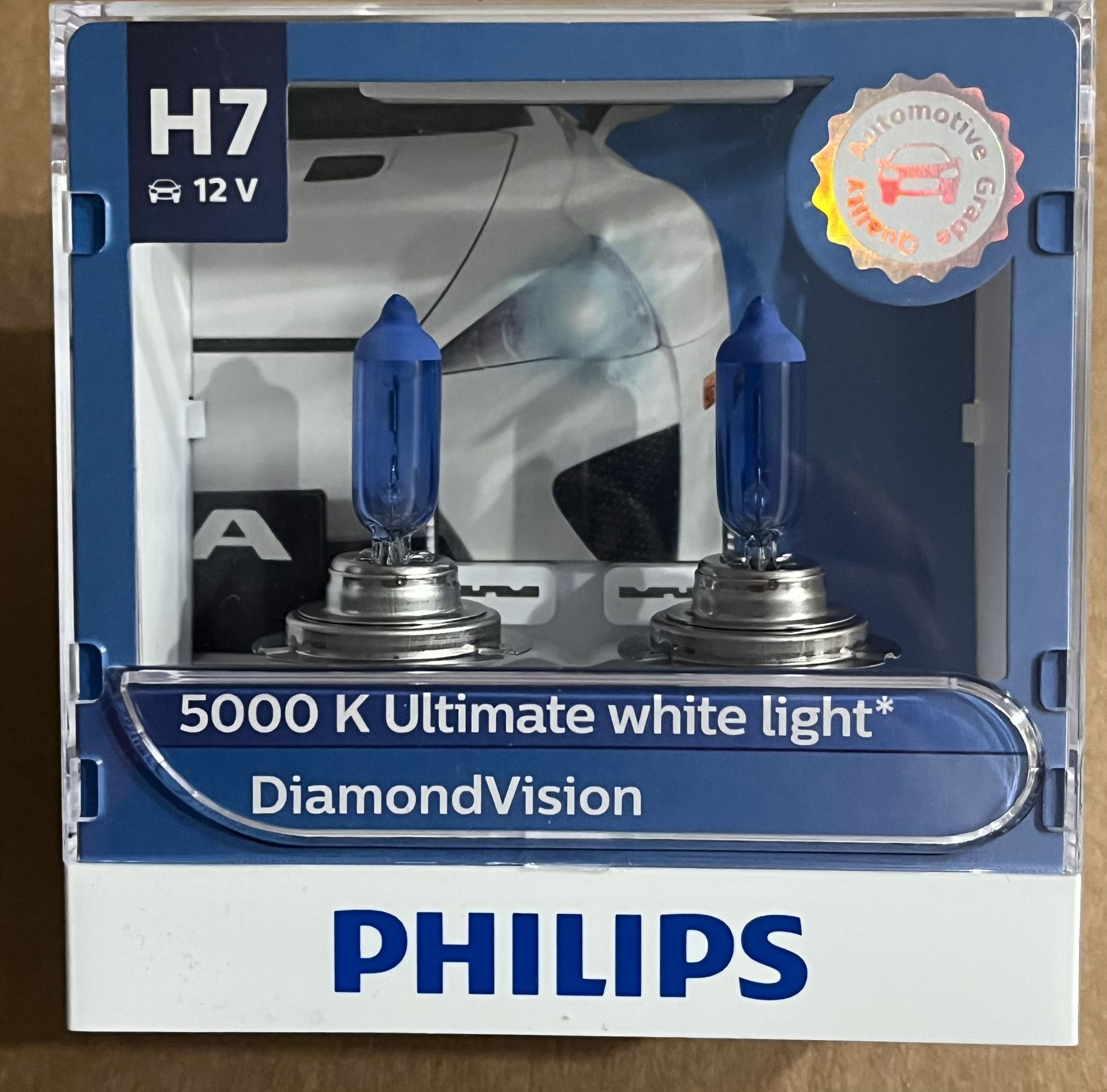 Philips H7 Diamond Vision Car Headlight 12V 55W 5000K White Auto Halogen Bulbs