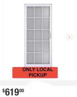 🌺  Grisham Estate 32 in. x 80 in. Universal/Reversible White Steel Storm Security Door #3129