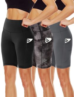 Women's High-Waist Biker Shorts with Pockets – 3 Pack