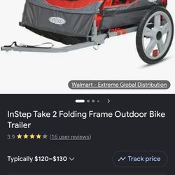 In step folding frame outdoor bike trailer