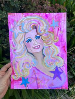 Dolly Parton paper art print hot pink Barbie star western cowgirl