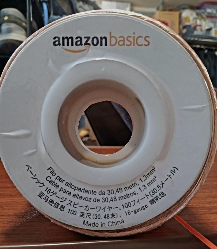 Amazon Basics 16-Gauge Speaker Wire Cable, 100 Feet, Bronze