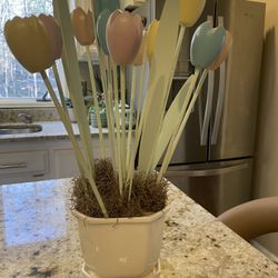 Wooden Tulips In Ceramic Base