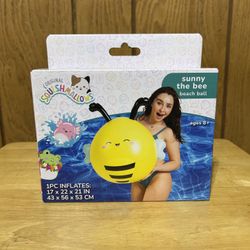 Original Squishmallows Sunny The Bee Beach Ball Water Toy Inflatable 17 X 22 NEW