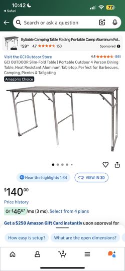 GCI OUTDOOR Slim-Fold Table | Portable Outdoor 4 Person Dining