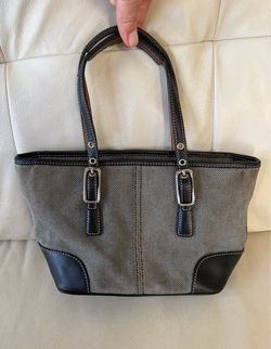 vintage Coach black and white canvas mini market tote bag (Style 9557)