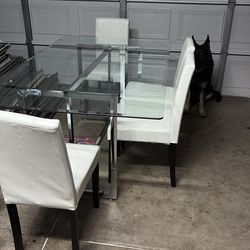Modern Glass Dining Table Set (4 Chairs)