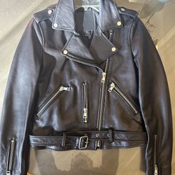 Black Leather Jacket Ladies Size S 
